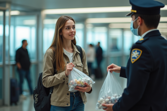 Jeune femme à l'aéroport contrôle de sécurité