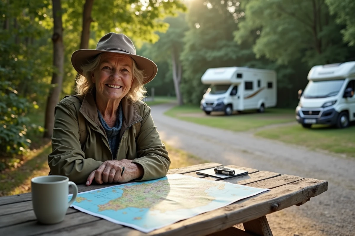 Femme souriante avec carte en Corse du Sud