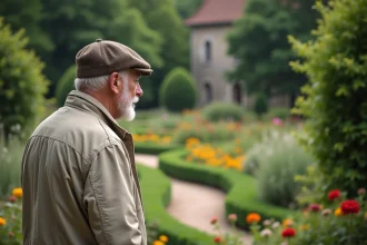 Jardin verdoyant à Metz avec art contemporain en arrière-plan