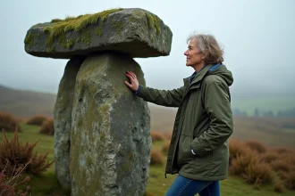 Dolmen breton entouré de paysages verdoyants et historiques