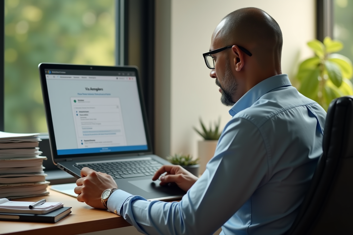 Homme utilisant une tablette pour sa demande evisa Kenya