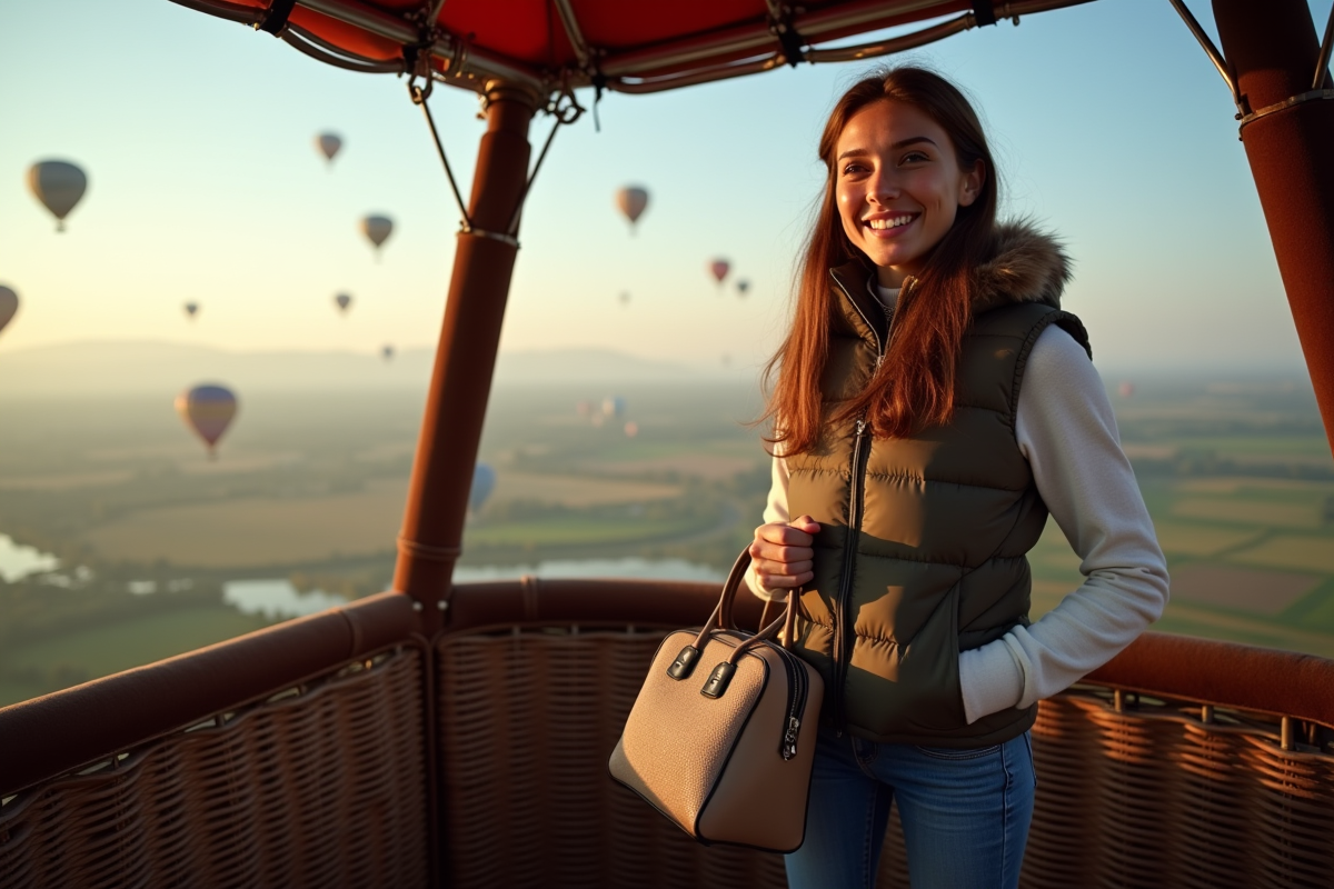 Jeune femme souriante dans le panier d