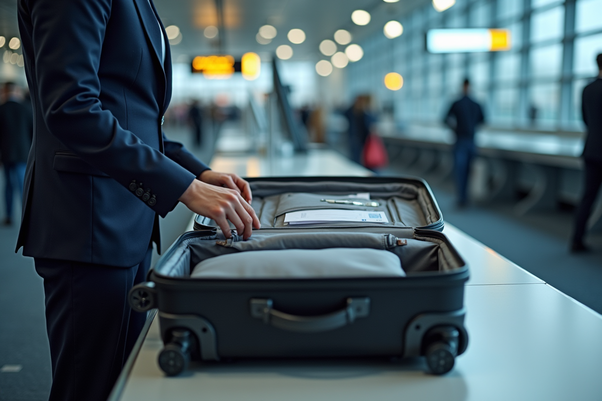 Contrôle douanier sur une valise à l